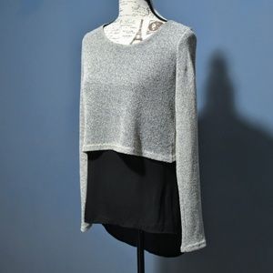 I.Ner Knit Overlay Layered Top
